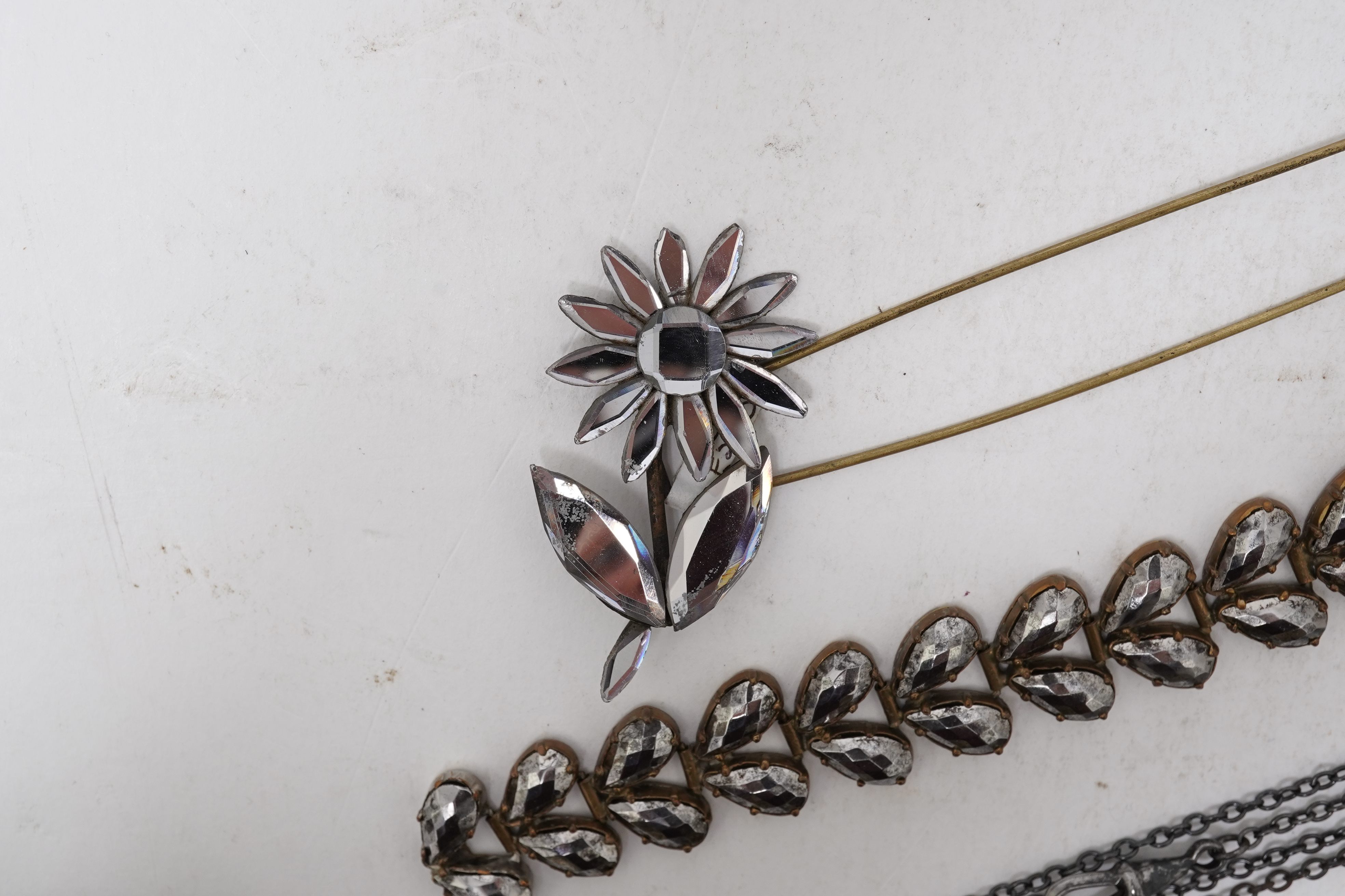 A cut steel tiara and a collection of jewels